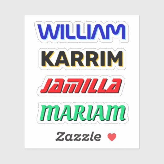 Stickers de nom customisé (Noms de vinyle étanche) (Feuille)