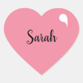 Stickers de nom de coeur rose personnalisé (Devant)