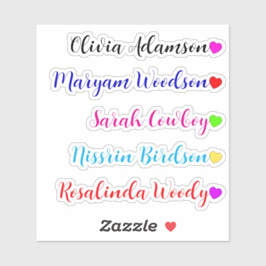 Stickers de nom long transparent avec coeur (Feuille)