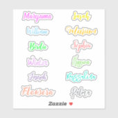 Stickers de nom manuscrite Aquarelle (étanche) (Feuille)