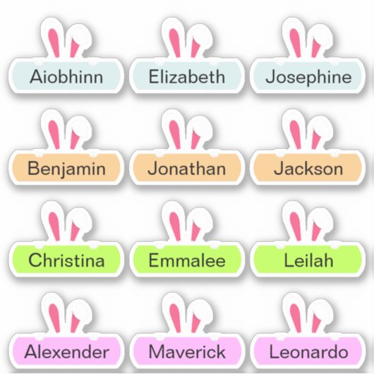 Stickers de nom multiple personnalisés Bunny de Pâ (Devant)