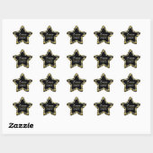 Stickers de nom personnalisé Black+Gold Star (Feuille)