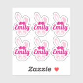 Stickers de nom personnalisé de lapin mignon (Feuille)