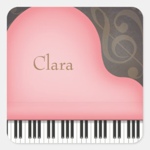 Stickers de nom personnalisé Pink Grand Piano