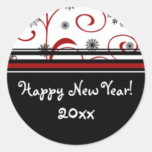 Stickers de Nouvel An avec neige et torrents