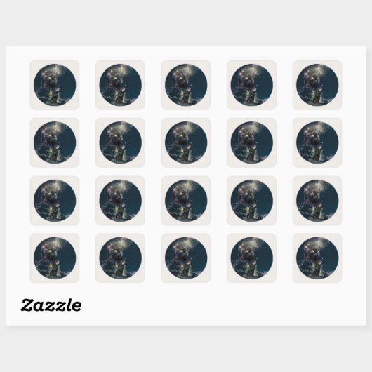 Stickers de nuit Starry Cat noir (Feuille)