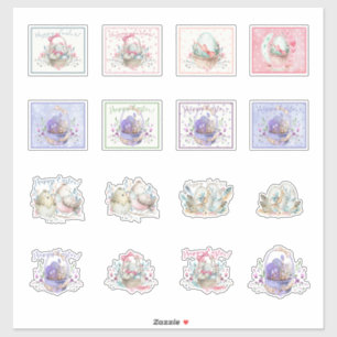 Stickers de Pâques Bunnies et paniers mignons