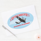 Stickers de partie BIrthday de l'avion avec nuages (Enveloppe)