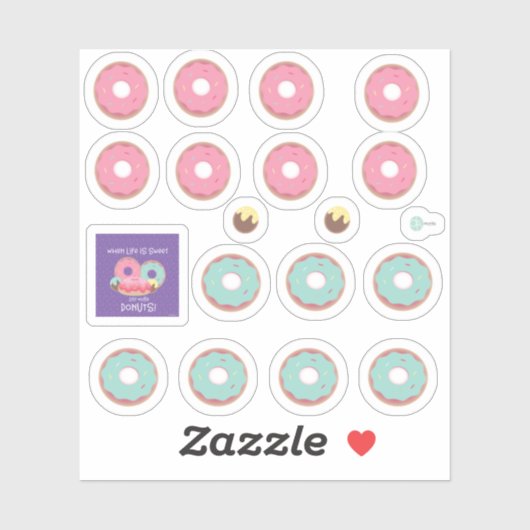 Stickers de planificateur de donuts turquoises et (Feuille)
