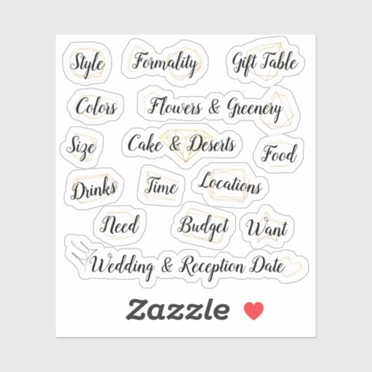 Stickers de planification mariage (Feuille)