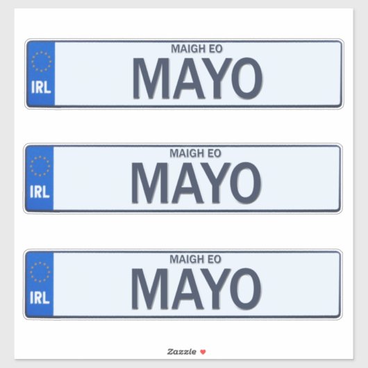 Stickers de plaque de reg irlandais du comté de Ma (Feuille)