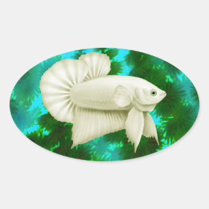 Stickers de poisson gros blanc Betta Splendens