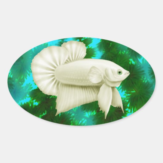 Stickers de poisson gros blanc Betta Splendens (Devant)