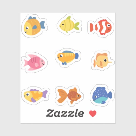 Stickers de poisson mignon (Feuille)