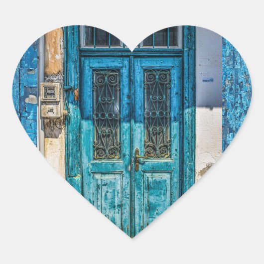 Stickers de porte de peinture bleu rustique (Devant)