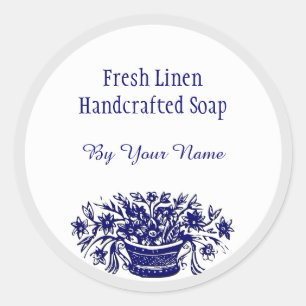 Stickers de savon bleu blanc Vintage personnalisés
