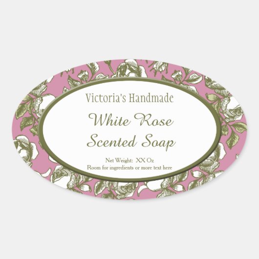 Stickers de savon personnalisés Rose blanc et Faux (Devant)