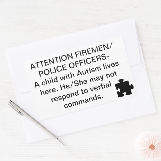 Stickers de sécurité d'urgence/incendie autiste (Enveloppe)