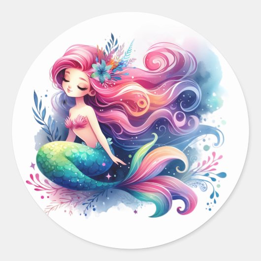 Stickers de sirène de couleur mignonne (Devant)