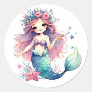 Stickers de sirène de couleur mignonne