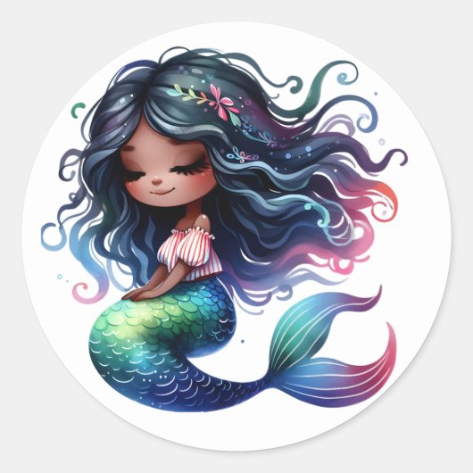 Stickers de sirène de couleur mignonne (Devant)