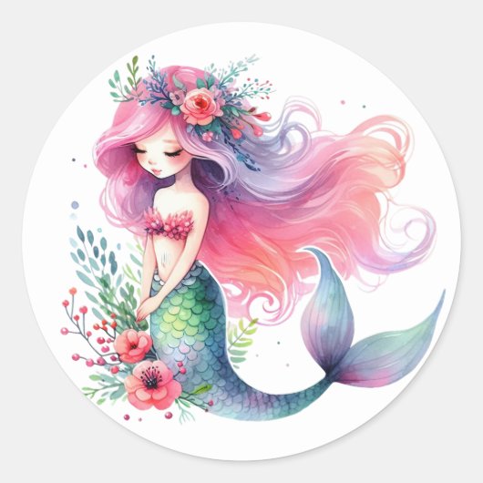 Stickers de sirène de couleur mignonne (Devant)