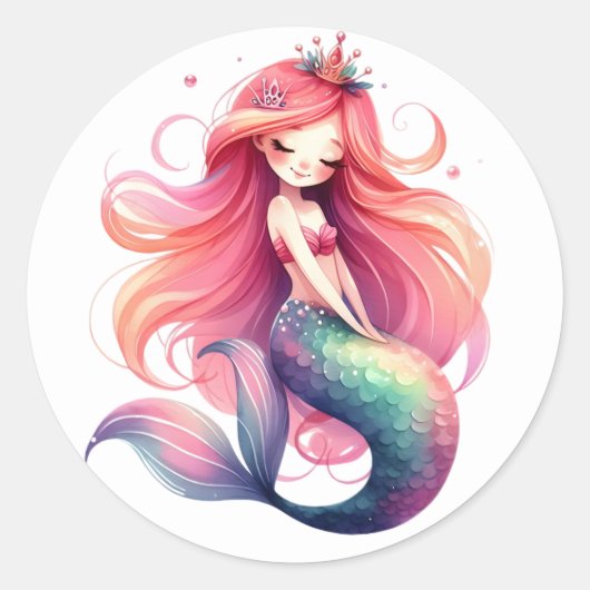 Stickers de sirène de couleur mignonne (Devant)
