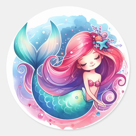 Stickers de sirène de couleur mignonne (Devant)