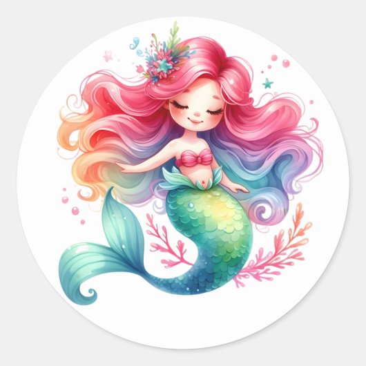 Stickers de sirène de couleur mignonne (Devant)