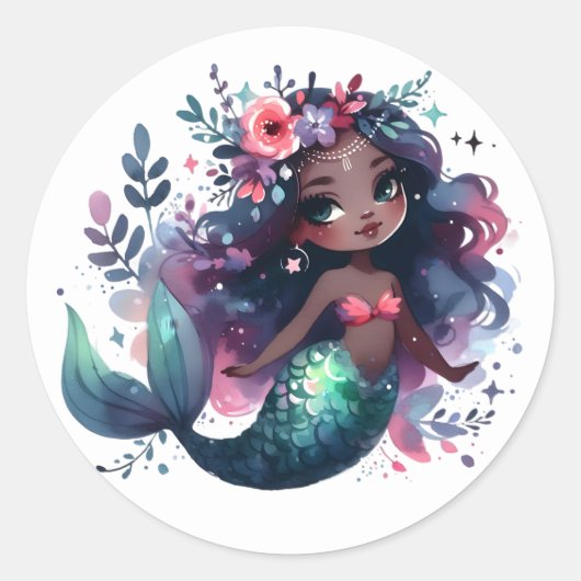 Stickers de sirène de couleur mignonne (Devant)