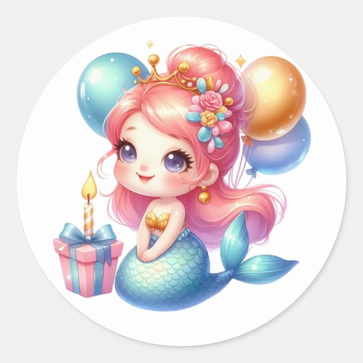 Stickers de sirène de couleur mignonne (Devant)