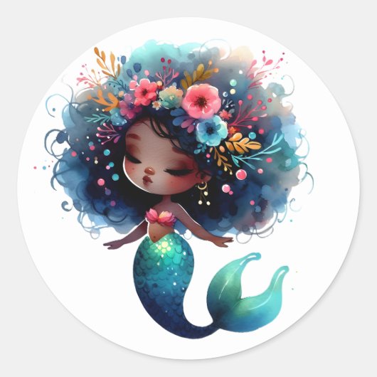 Stickers de sirène de couleur mignonne (Devant)