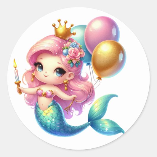 Stickers de sirène de couleur mignonne (Devant)