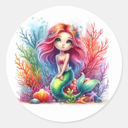 Stickers de sirène de couleur mignonne (Devant)