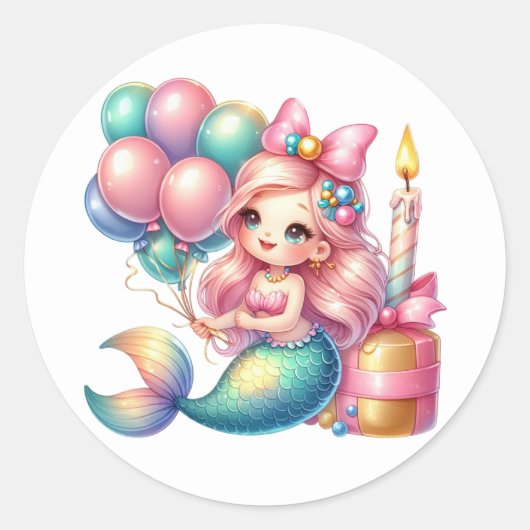 Stickers de sirène de couleur mignonne (Devant)