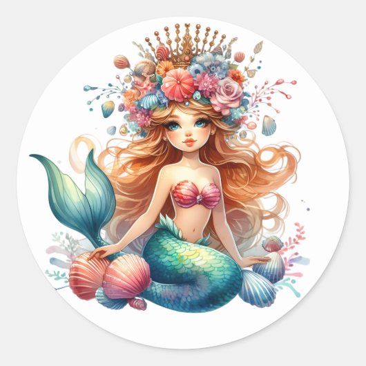 Stickers de sirène de couleur mignonne (Devant)