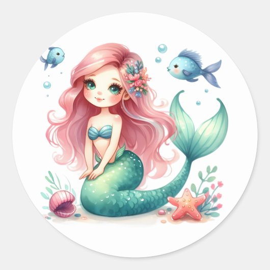 Stickers de sirène de couleur mignonne (Devant)