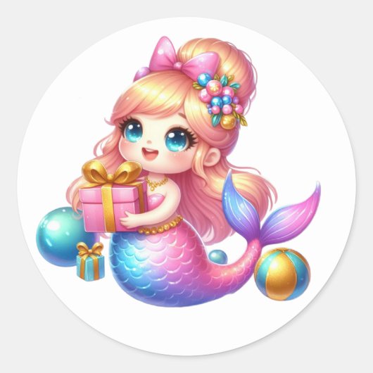 Stickers de sirène de couleur mignonne (Devant)