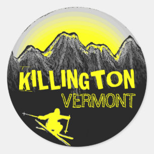 stickers de ski jaune Killington Vermont