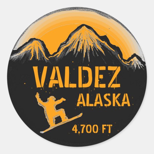 stickers de snowboard orange Valdez Alaska (Devant)