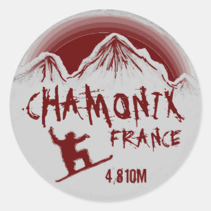 stickers de snowboard rouge de Chamonix France