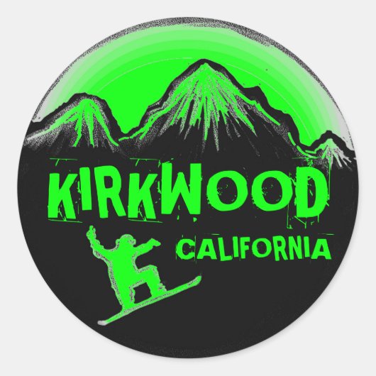 stickers de snowboard vert Kirkwood California (Devant)