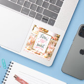 stickers de table de dessert "L'amour est doux" (Ordinateur portable avec iPhone)