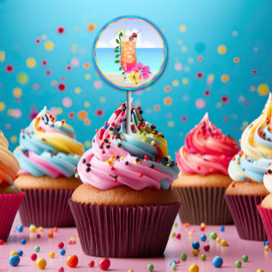 Stickers de toppers hélizienne hélienne Luau Cupca