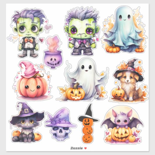 Stickers de traitement d'Halloween, Stickers de vi (Feuille)