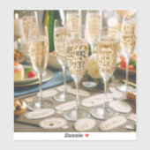 stickers de verre de champagne avec messages de fê (Feuille)
