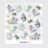 stickers de vinyle caractères de Noël à milieu set (Feuille)