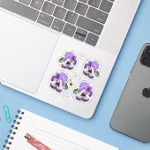 Stickers de vinyle Contour Purple Pansies (Ordinateur portable avec iPhone)