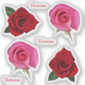 Stickers de vinyle Contour rose et rouge Roses (Devant)