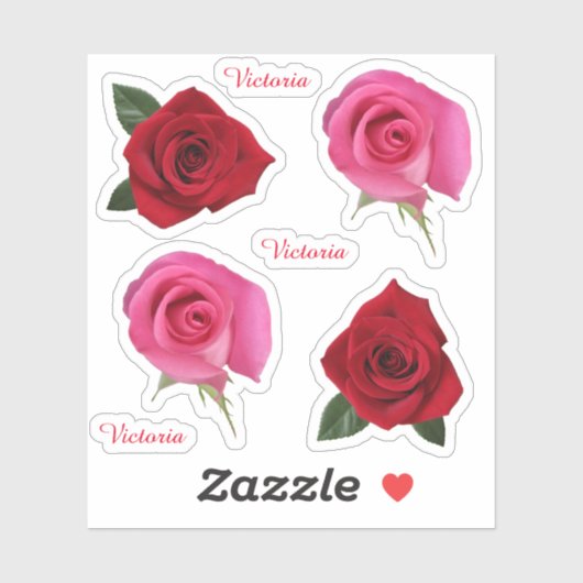 Stickers de vinyle Contour rose et rouge Roses (Feuille)